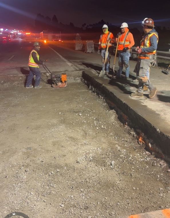 Subgrade compaction at night
